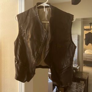 Free People Crop Vegan Leather Vest